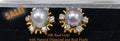 18K Yellow Gold Pearl and Diamond Sunstar Earrings