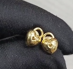18K Real Yellow Gold Cutie Hearty Bag like Earrings