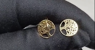 18K Real Yellow Gold Lucky Money Maker Tree Earrings