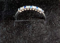 18K Real White Gold Ring with Natural Diamonds and Blue Sapphires